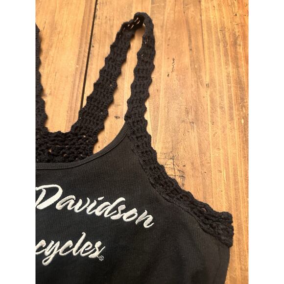 Harley Davidson Tank Top Shirt Size Large Crochet Stitched Motorcycle Women’s - Picture 4 of 13